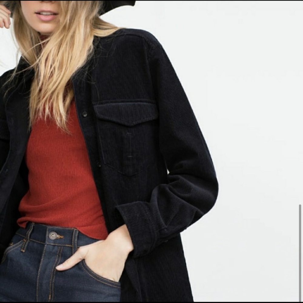 Zara Long Corduroy Overshirt Jacket - Picture 6 of 12